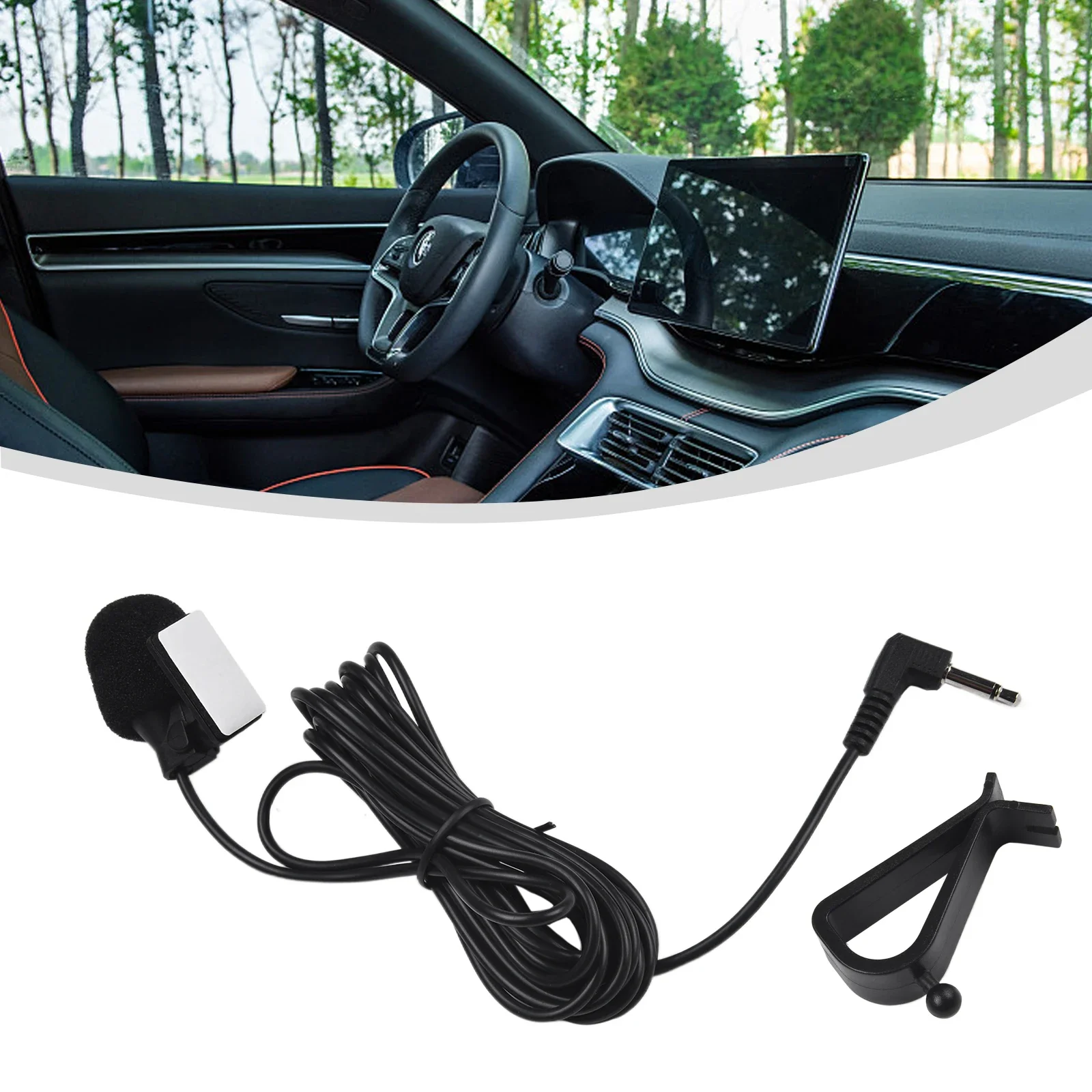 3.5mm Car Radio Microphone External Microphone Microphone 300cm Cable 50Hz-20KHz For Car Radio Cell Phone Laptop With Anti-Noise