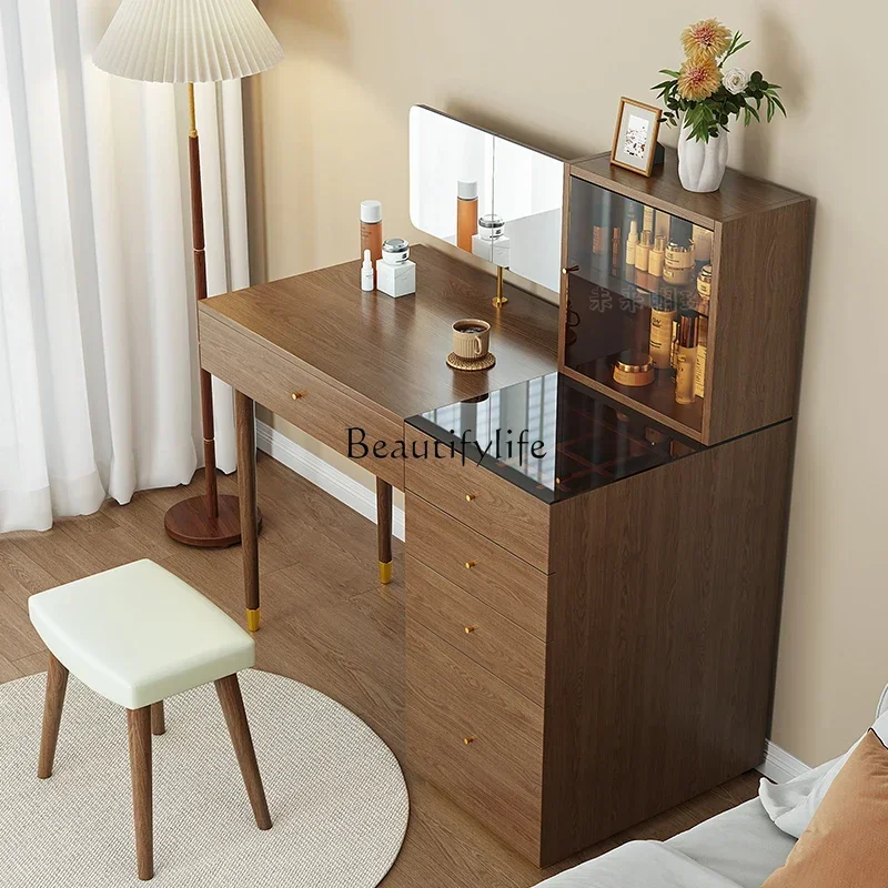 

02ld14Modern Simple Dresser Desk Integrated Bedroom Small Apartment Retro Makeup Table Locker