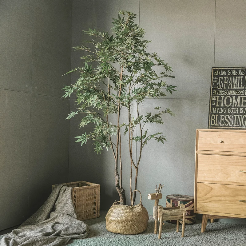 

False tree Nordic style indoor potted plant home window landscaping large decorative green maple floor green plant