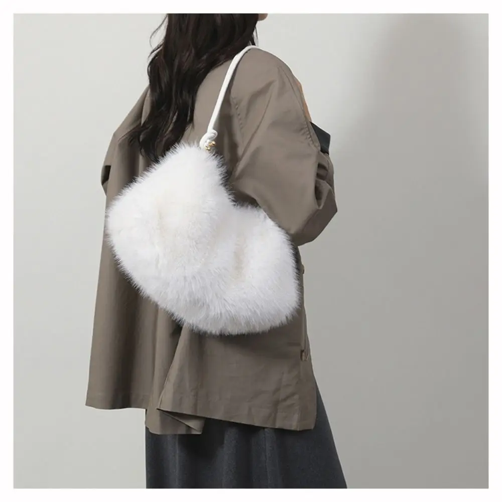 

Fashion Faux Fur Shoulder Bags Plush Autumn Winter Handbag Casual Large Capacity Tote Bag for Women