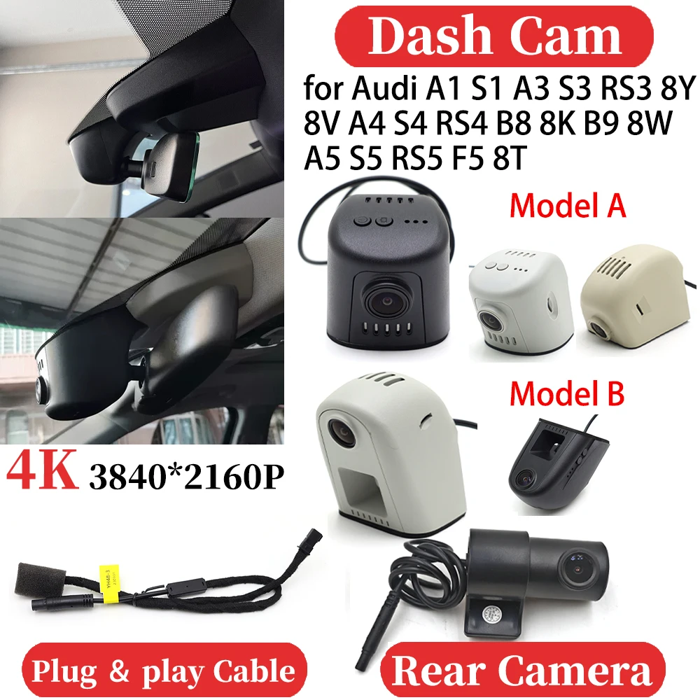 

for Audi A1 S1 A3 S3 RS3 8Y 8V A4 S4 RS4 B8 8K B9 8W A5 S5 RS5 F5 8T UHD Car 4K Video Recorder DVR Dash Cam Camera Night Vision