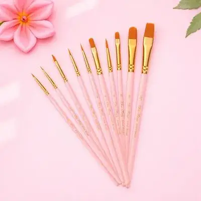 10 قطع من مجموعات الرسم الفنية بألوان مائية وزيت الغواش والصوف والنايلون الفاخر وأنبوب نحاسي متين أنيق وجميل وشكل بسيط