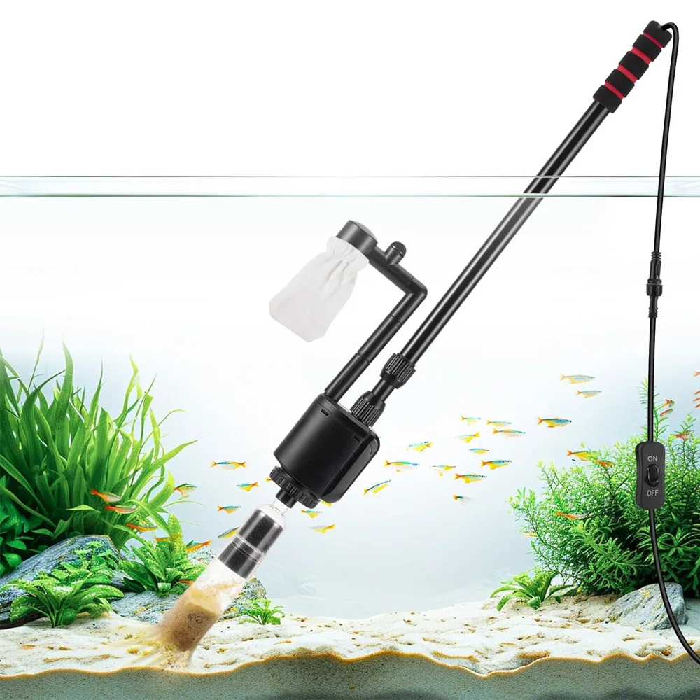 6 in 1 Electric Aquarium Gravel Cleaner Automatic Gravel Vacuum Cleaner Fish Tank Cleaning Tools for Change Water Wash Sand 30W