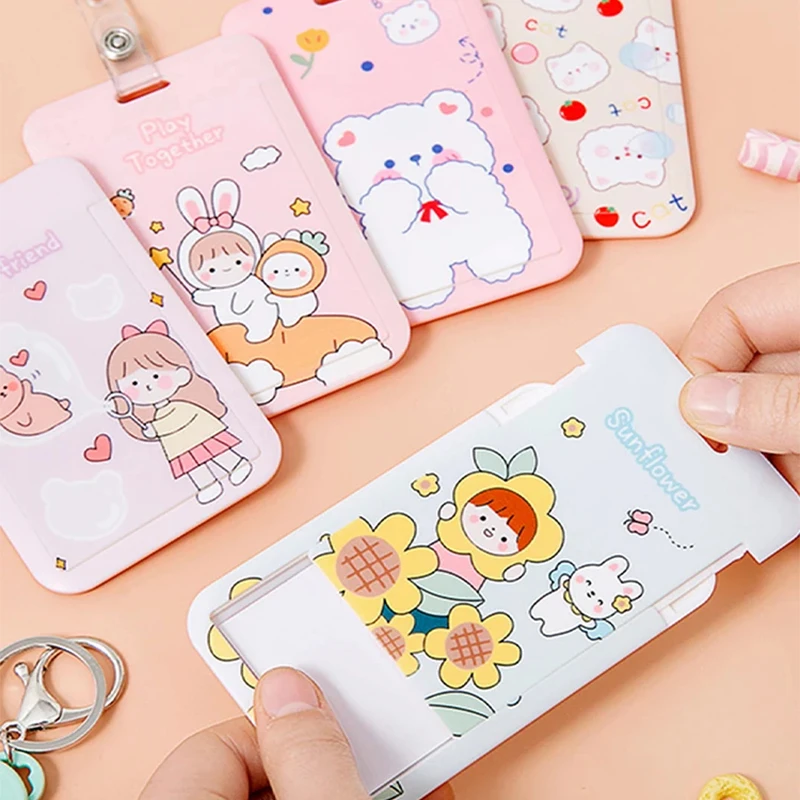 1pc Cute Cartoon ID Card Holder Women Men Business Credit Card Holder Bank  Holder Kid Student Bus Card Cover Case para majores