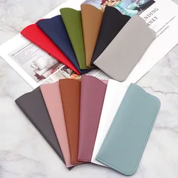 Pure Color Leather Eyeglass Sunglasses Reading Glasses Case Soft PU Leather Pouch Bag Pocket Eyeglasses Sleeve Eyewear Protector