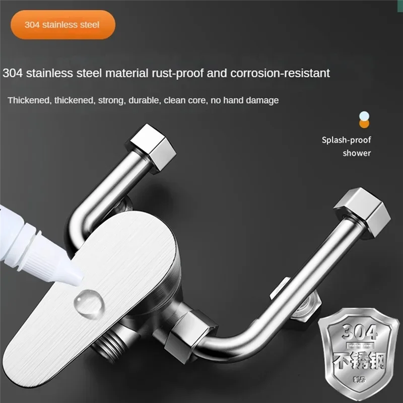 A02M-Electric Water Heater Mixing Valve 304 Stainless Steel Bathroom Shower Faucet Fittings U-Valve Switch Hot Cold Water