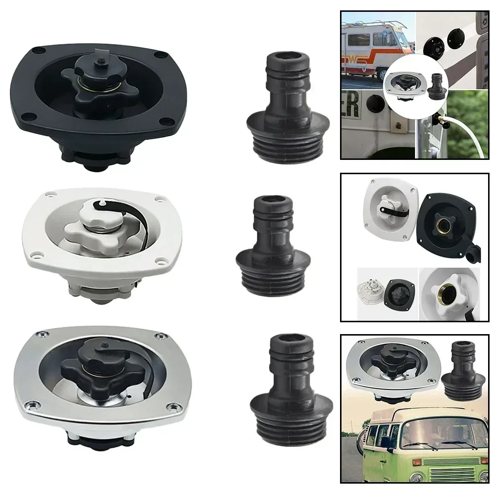 

Water Inlet Filler Cap, Wall Mount ,Trailer Fill Dish ,RV Water Fill Inlet Built In Water Stop Valve For Caravans RV ,Marine