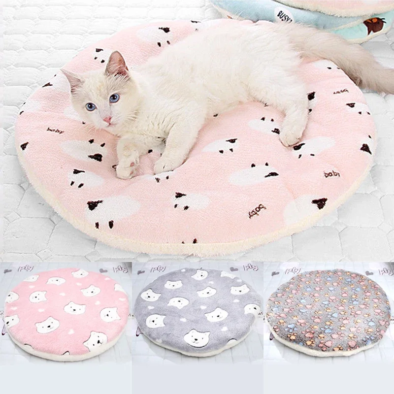 Round Pet Sleeping Mat Warm Dog Bed Soft Fleece Pet Blanket Cat Puppy Sleep Mat Lovely Mattress Cushion for Small Large Dogs