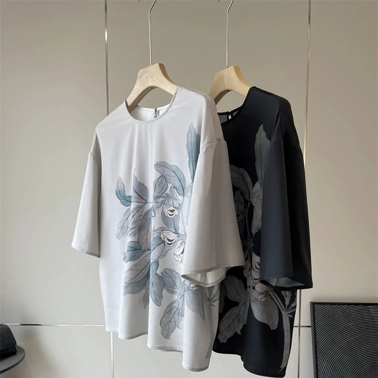 

Summer New Women's T-shirt Chinese Style Water-Mark Printing Top Fashionable Casual Wear Other Material Made