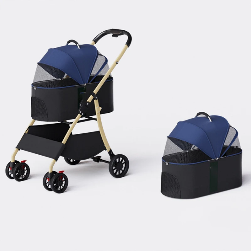 

Pet Stroller and Carrier Luxury 4 Wheels Pet Portable Folding Travel Dog Trolley for Pets