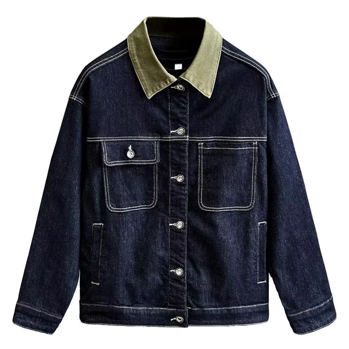 

Осенне-весенняя модная однотонная американская винтажная рабочая одежда, джинсовая куртка, мужская повседневная свободная спортивная верхняя одежда высокого качества