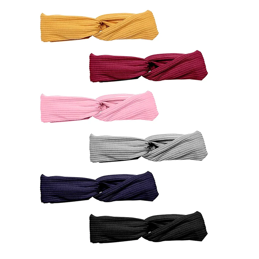 

6Pcs Fashion Sports Headband Elastic Cross Knot Hairband Moisture Absorbent Non Slip for Yoga Running Daily Sports Hair