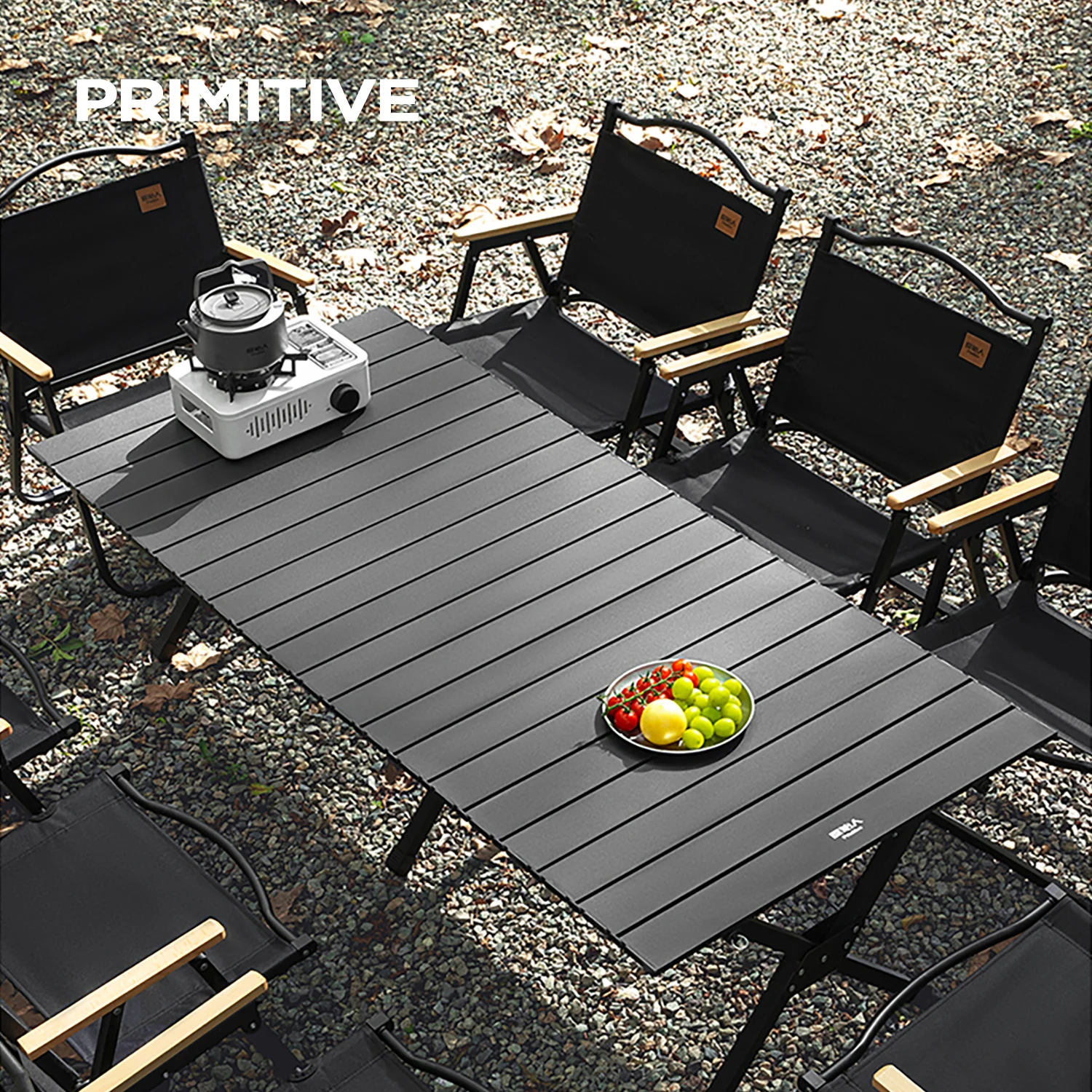 PRIMITIVE Campingtisch, tragbarer Klapptisch aus Kohlenstoffstahl, leichter Strandtisch für den Außenbereich, Rolltisch für Grill, Picknick, Reisen
