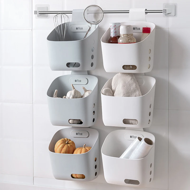 

Kitchen Bathroom Shower Hanging Basket with Drain Hole Plastic Sundries Storage Basket Bedroom Snack Cosmetics Storage Organizer