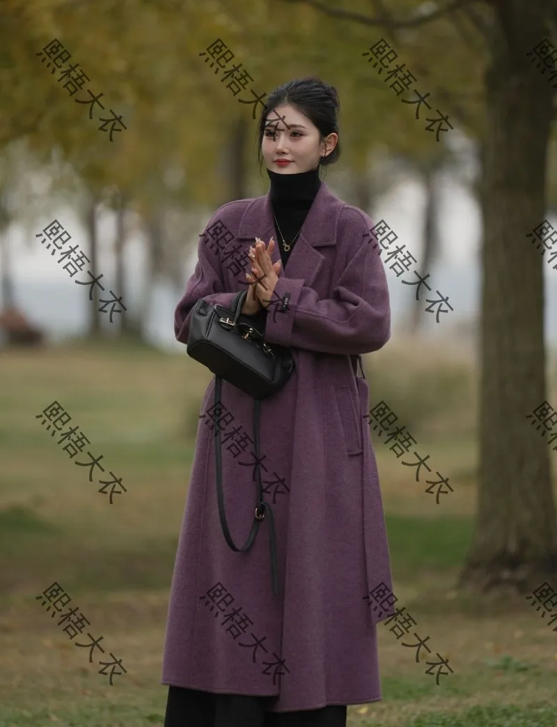 2026 Autumn Winter Women's Korean Temperament High-end Double-sided New Wool Thick Woolen Coat Female High-end Loose Long Coat