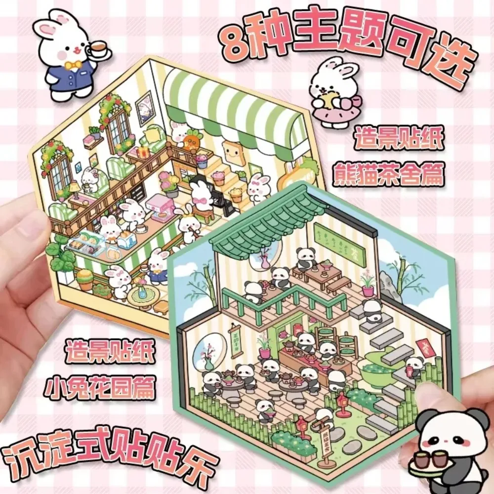 Playful 3D Cute Guinea Pig Rabbit Stickers Korean Kawaii Style for Teens Adults DIY Crafts Miniature Play House Stickers Toys