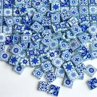 100/200 Grams of Glass Mosaic Material, 2.3*2.3 Blue and White Porcelain Mosaic Tiles, Suitable for Handmade Artwork, Home Tabletops, Wall and Step Inlays, Garden Outdoor Photography Auxiliary Materials 3