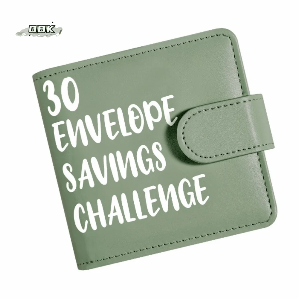 PU Leather Money Saving Challenge Book Loose-Leaf Large Capacity Small Binder with Cash Envelopes Waterproof Multi Pockets