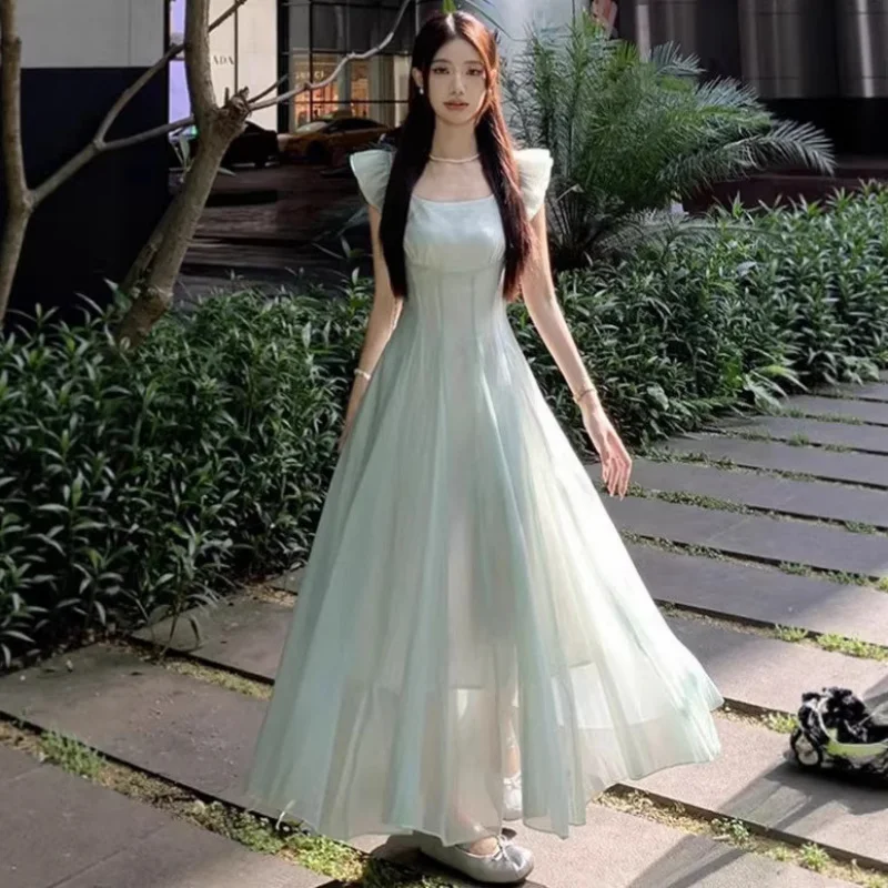 

Новое летнее платье в французском стиле: мятно-зеленое, романтичное, с градиентом, элегантное, для отпуска, с эффектом утяжки на талии, нежное, длинное.