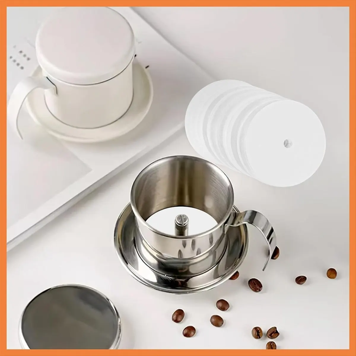 BAAQ 500PCS Count Percolator Coffee Filters, 3.75 Inch Natural Unbleached Disposable Coffee Filter Disc Coffee Filters White