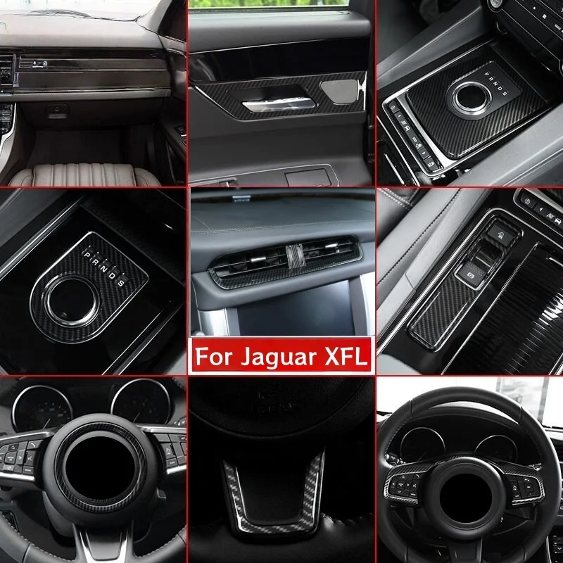 

For Jaguar XFL 2016 2017 2018 2019 Steering Wheel Decoration Molding Cover Trim Carbon Fibre ABS Auto Interior Accessories