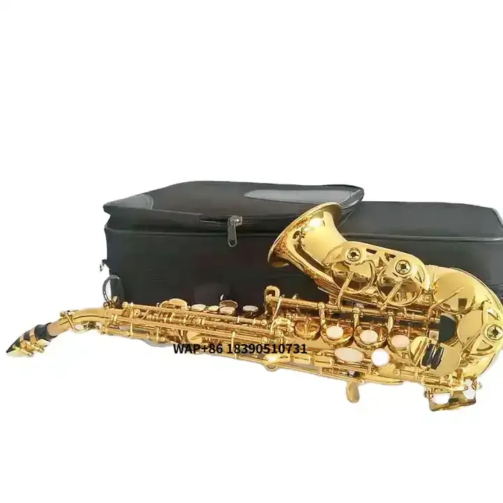 

OEM Gold Lacquer Curved Saxophone Factory Engraved Instrument with BB Tone