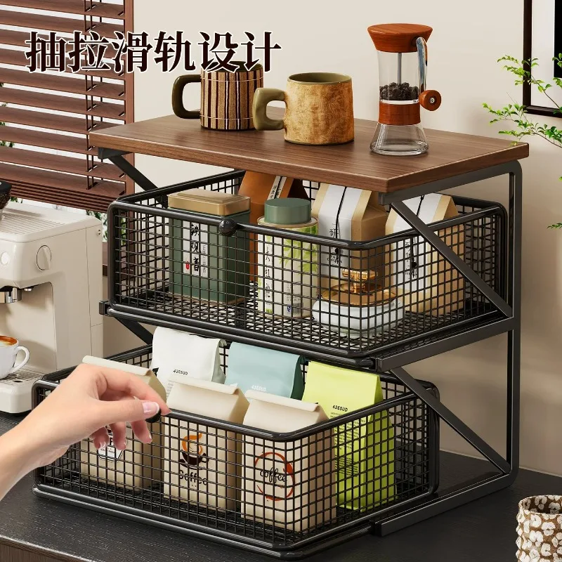 Desktop rack Coffee machine Tea set Water cup holder Kitchen seasoning Snack tea bag