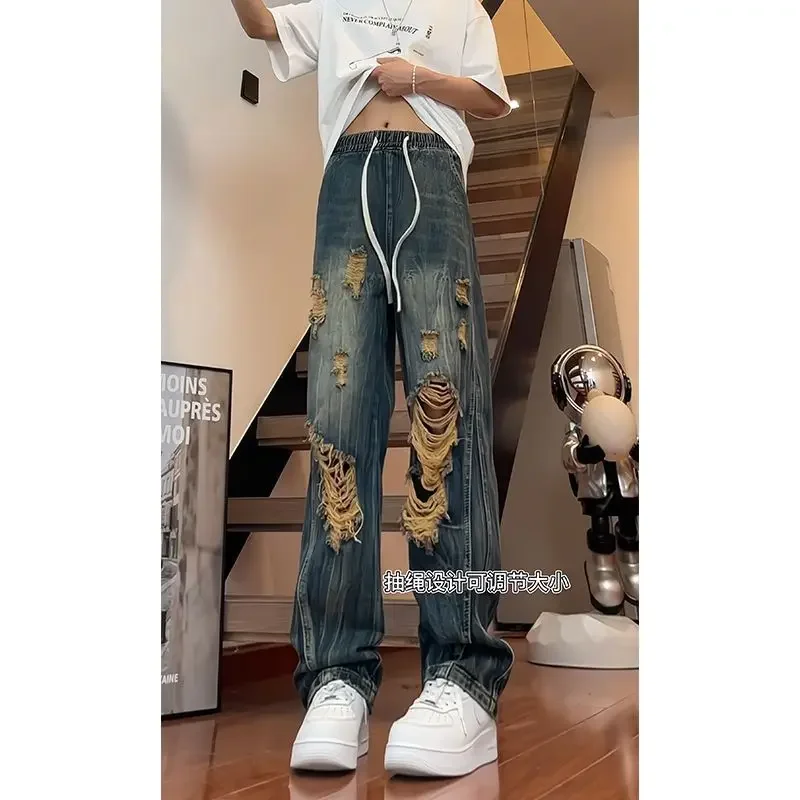 

Foufurieux Ripped Jeans Baggy Harajuku 2000s Trashy 90s Aesthetic Denim Trousers Streetwear Oversize Jean Pants Vintage Clothes