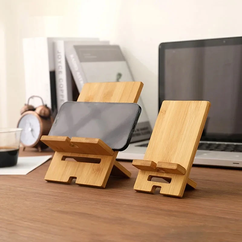 Desktop Bamboo Phone Holder Practical Wooden Smartphone Charging Stand Creative Lazy Multi-functional Stand image 5