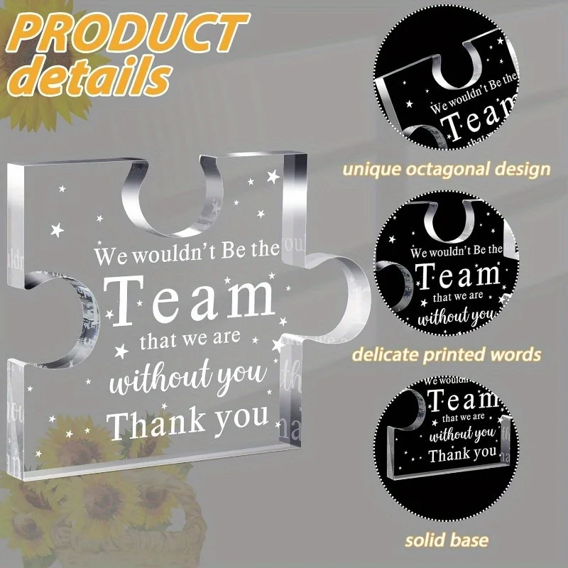 1pc Team Puzzle Shape Acrylic Ornament Team Gift Office Decoration Home Decoration Dining Table Decoration Bookshelf Decor