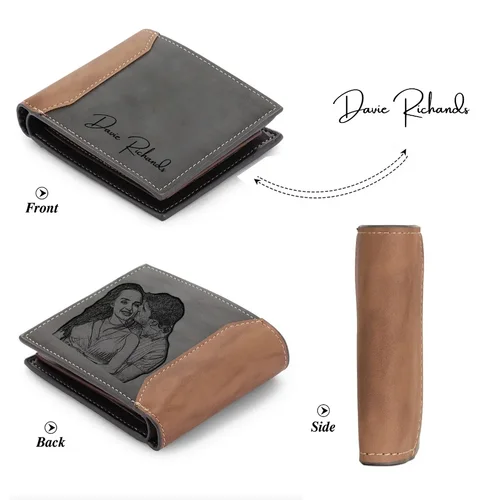 Imagen 2 del producto Nombre de foto personalizado Cartera plegable Tarjetero Hombres Regalo personalizado para Navidad Marido Día del Padre Aniversario Regalos de cumpleaños