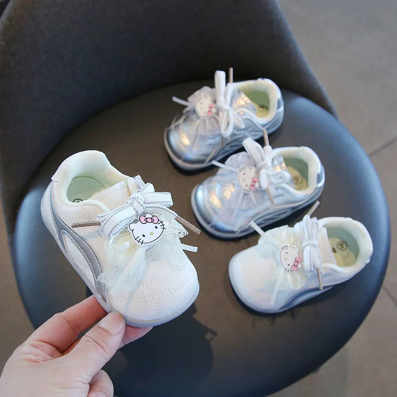 

Kids'Casual Shoes Sneakers Toddler shoes Cartoon PU Leather Shoes Spring Shoes For Girls Anti-slip Beige Silver Shoes Size 18-22