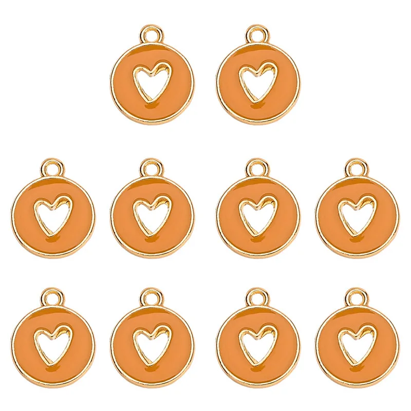 WZNB 20pcs Oil Dripping  Love Charms Alloy  Peach Heart Tag Pendant for Jewelry Making Earrings  Bracelets Decorative Pendants