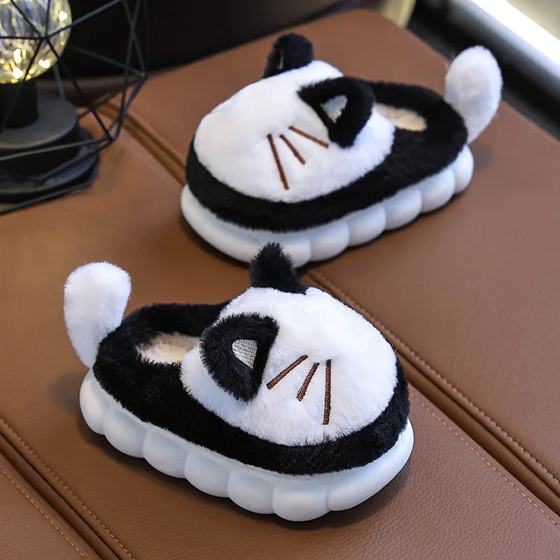 

Cute Cat Kids Plush Slippers, Warm Cartoon Children's Home Shoes