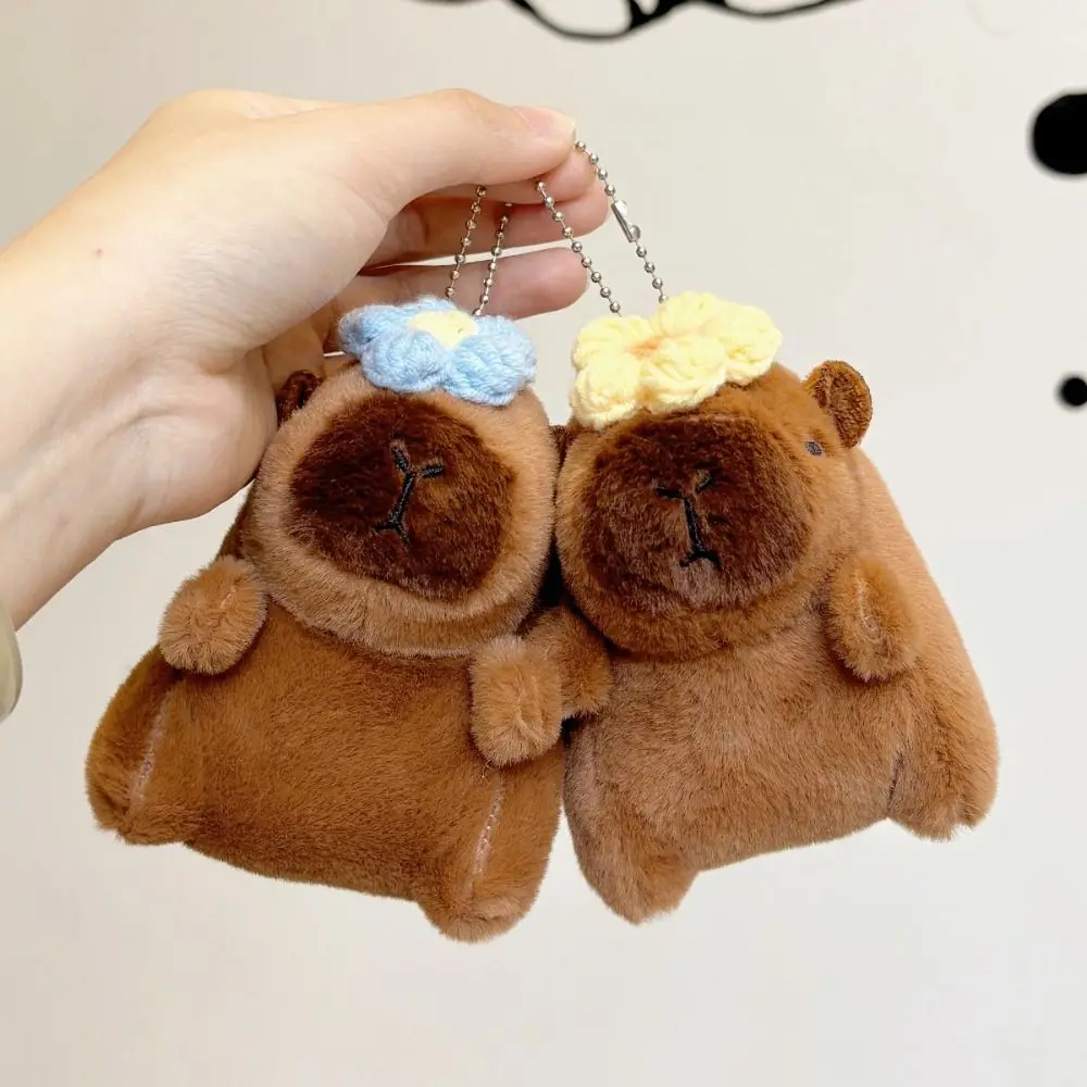 Uroczy breloczek z kapybarą w stylu kawaii, zabawka, symulacja herbaty mlecznej, miękka, puszysta ozdoba do torby.