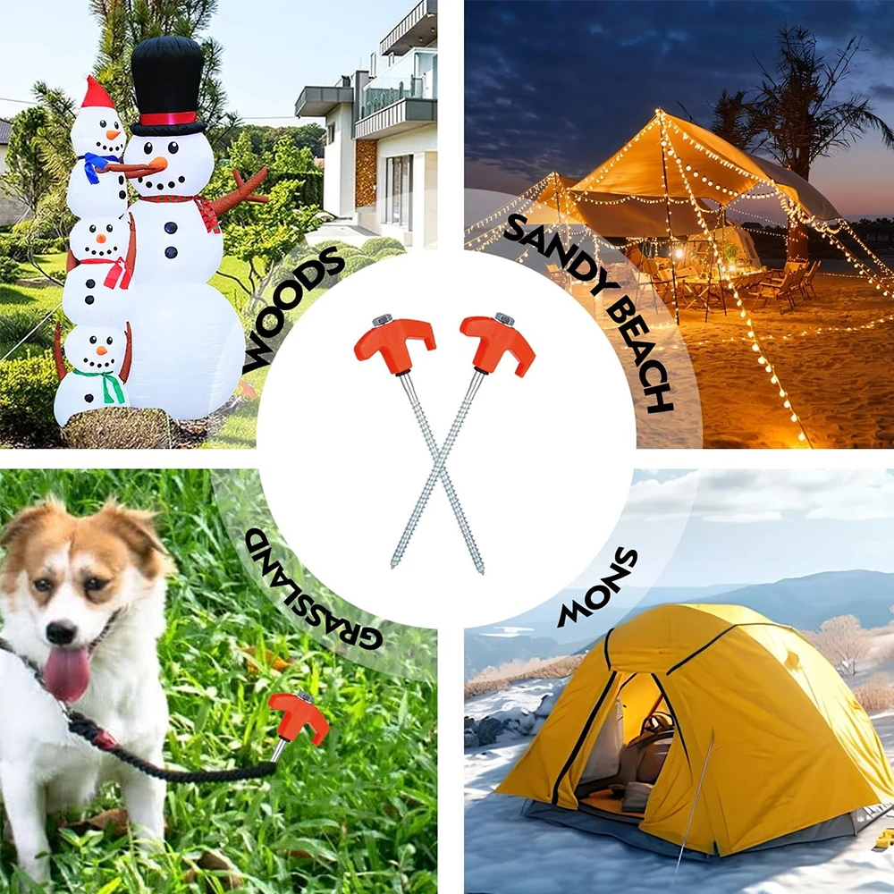10 Stück Robuste Schraubzeltnägel, 8 Zoll Metall-Bodennägel mit Bohradapter, Spiralförmige Zeltnägel für Outdoor-Camping, Vordächer – Detail 3