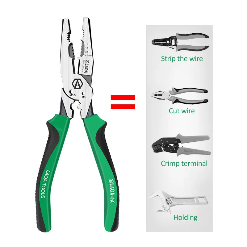 قاطع الأسلاك متعدد الوظائف LAOA-Cr-V ، كماشة ، M3 ، قاطع الأظافر ومزركشة العقص ، كماشة العقص #2