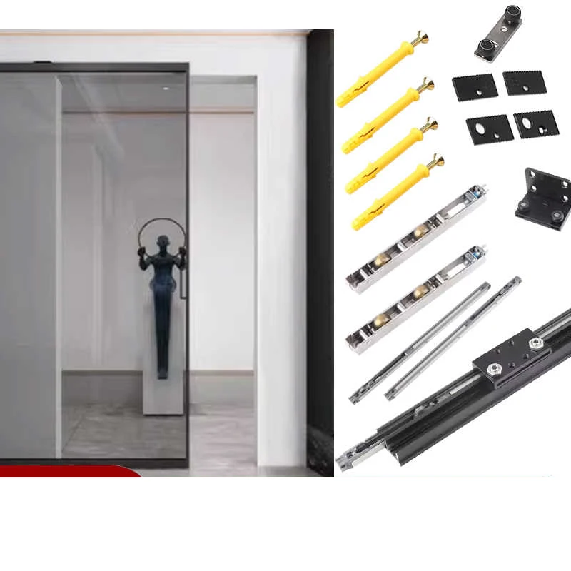 

Hidden Ghost Door Track Hardware Sliding Door Slide Rail Kit 80kg Load Bearing Aluminu Load Bearing for Door Widths 700mm-1500mm