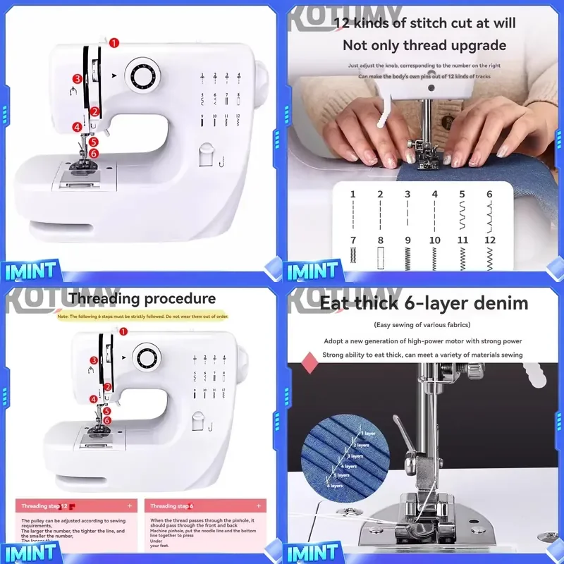 Used Overlock 12 Stitches Sewing Machines Electrical Maquina De Coser Mini Sewing Machine