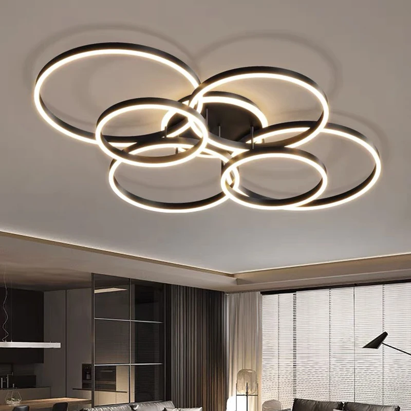 Modern LED Black And Gold Pendant Light Suitable For Living Rooms Bedrooms Study Rooms Dimmable Indoor Home Lighting Fixtures