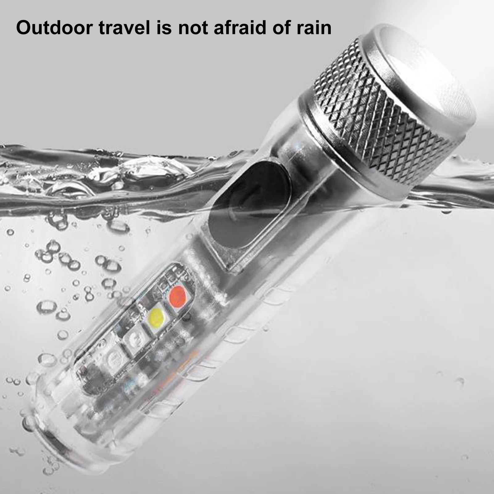 Mini Keychain Flashlight USB Charging Multi-function Waterproof Fluorescent Flashlight Warning Camping Flashlight Lantern Hiking