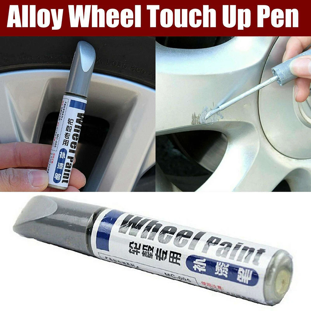 Silver Alloy Wheel Touch Up Pen With Brush Car Vehicle Tire Wheel Scratch Remove Touch-up Permanent Repair Pen Paint Tool Maker