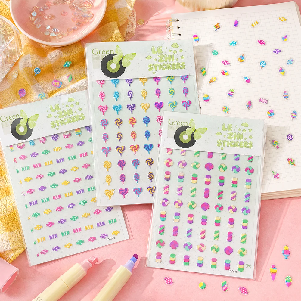 LEZHI Cute 3D Puffy Stickers Sheet Sweet Candy Ice Cream Donut Coffee Deco For Diary Scrapbooking Kawaii Korean Stationery Gift