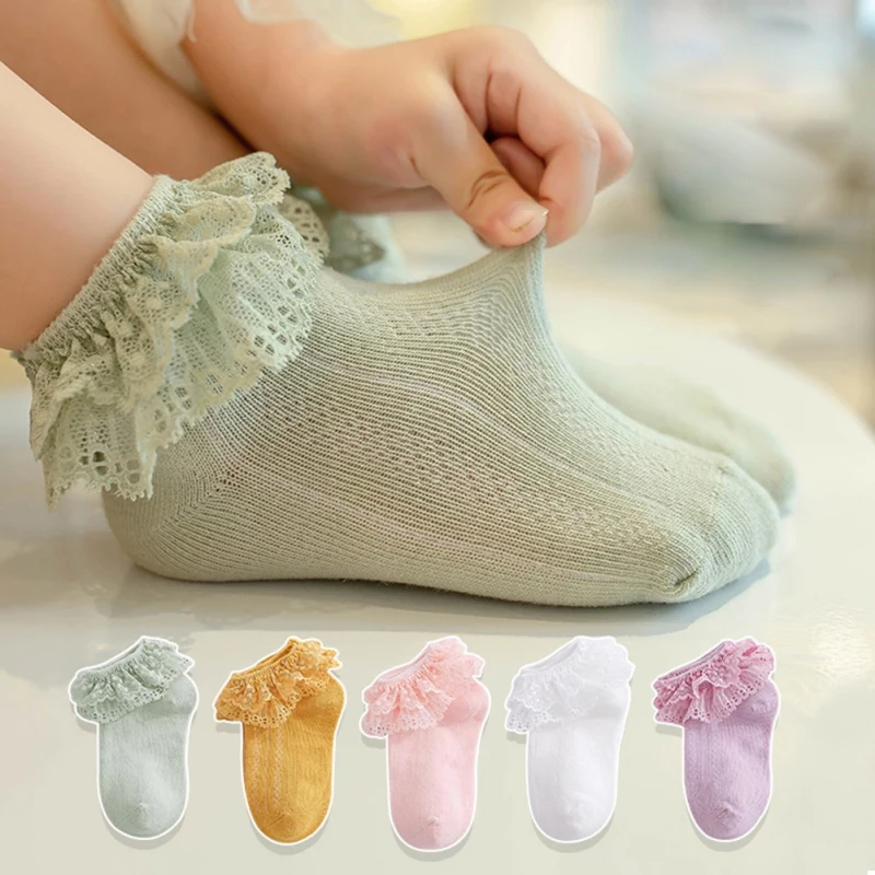 Cotton Lace Ruffle Princess Mesh Breathable Socks Children Ankle Short Sock Baby Girls Toddler Dancing Socks Kids Stocking