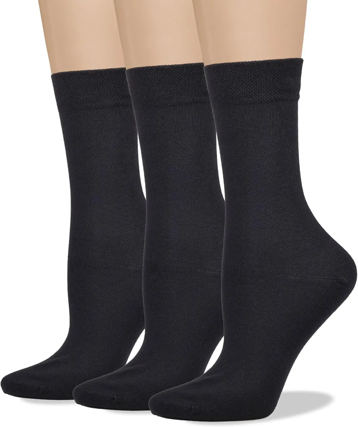 

Women's Soft Combed Cotton Dress Socks Seamless Toe in Black White Gray Navy Blue Brown Beige