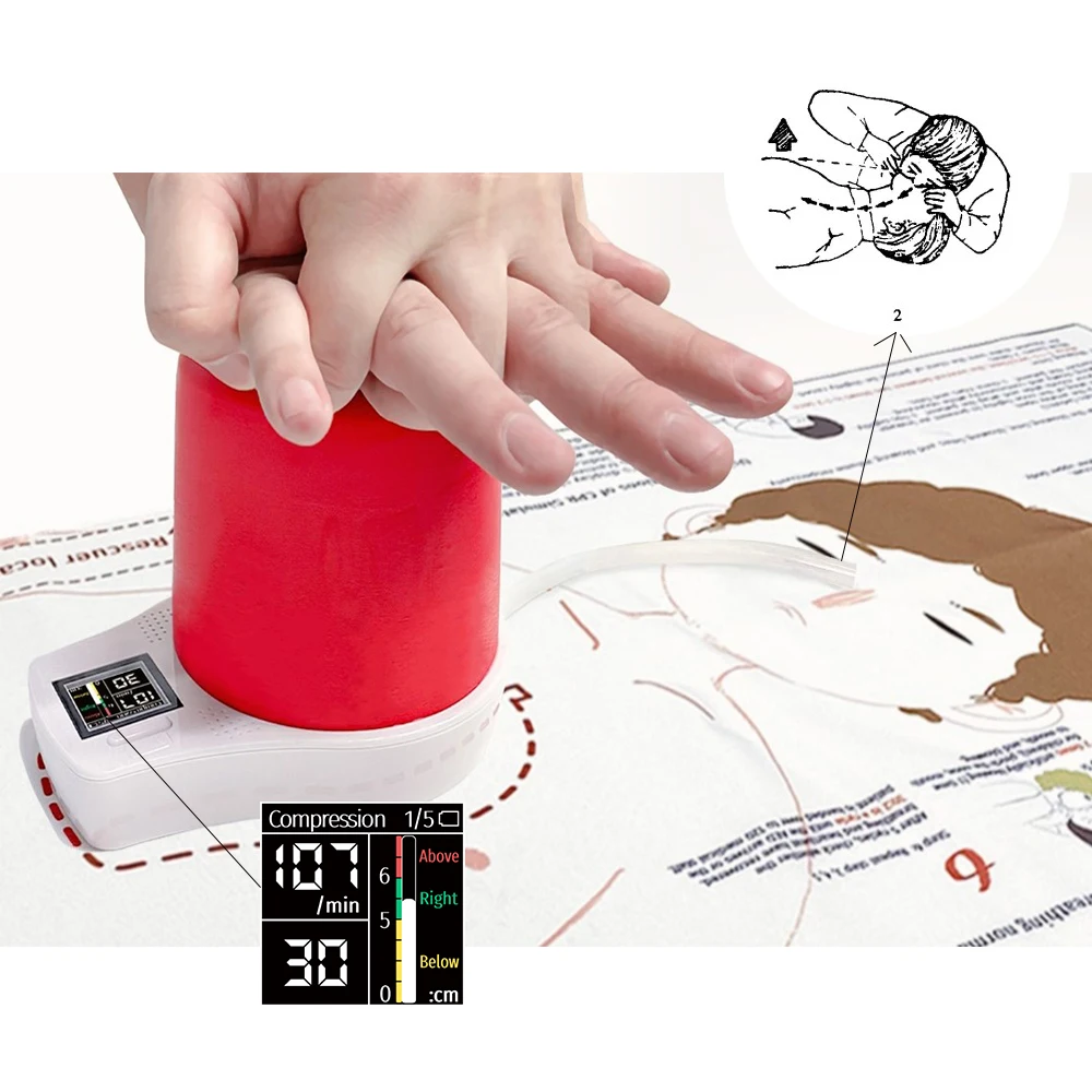 External Trainer Smart CPR Training Respiration Simulator, First Aid Training, Assessment for CPR School, Bilingual Teach Tools