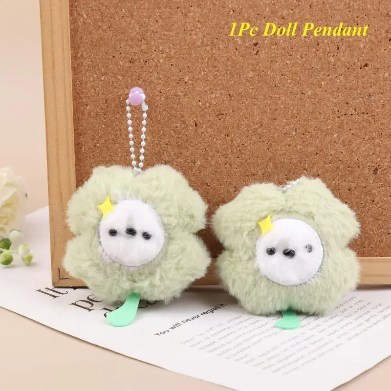 Girly gefülltes vierblättriges Kleeblatt Plüsch-Schlüsselanhänger Cartoon-Puppe Tasche Dekoration Geschenk