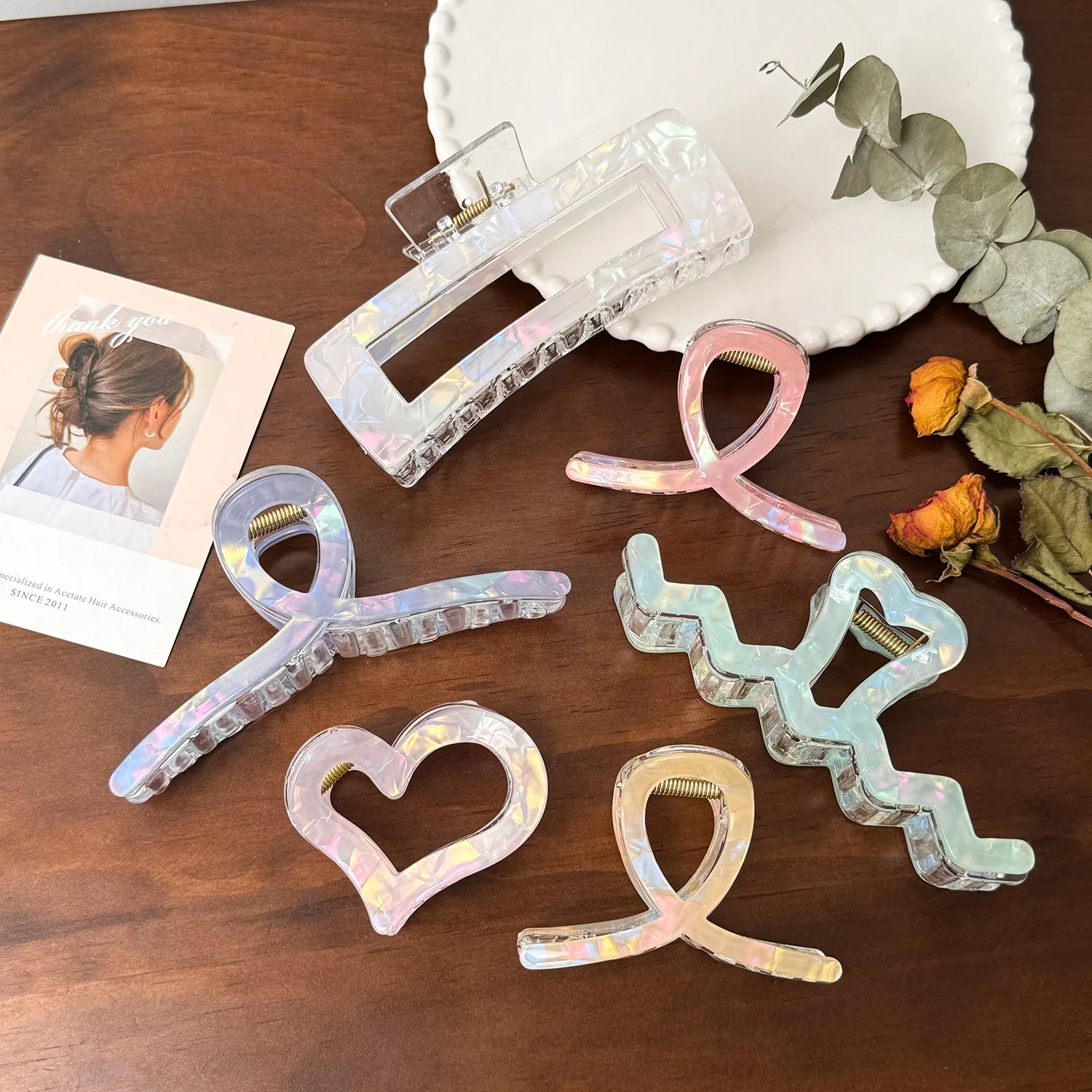 

Dowell Korean Style Colorful Acrylic Hair Claw Clips for Women Fashionable Hair Accessories