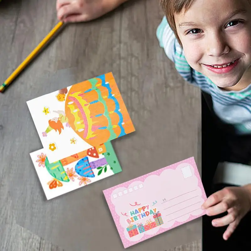 Juego de pintura para rascar papel artístico, Kit de postales hecho a mano para niños, Kit de pintura artística de papel para rascar arcoíris para niños