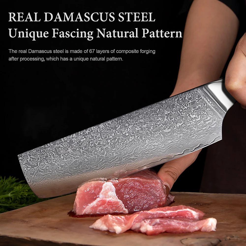 XITUO 67 Layer Damascus Steel Kitchen Knives Set Abalone Handle Sharp Santoku Bread Boning Knife Practical Kitchen Cutting Tools